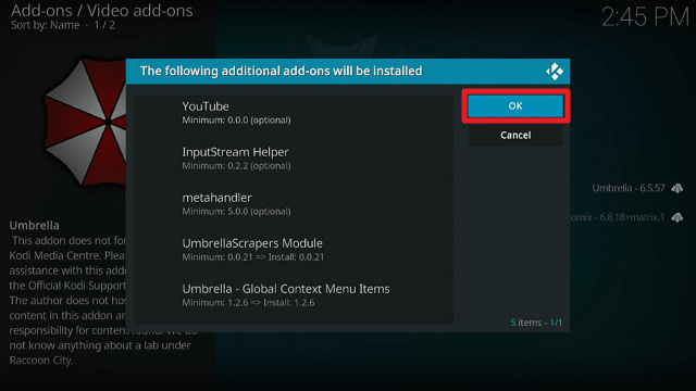 Install Umbrella Kodi Addon on Firestick step 21