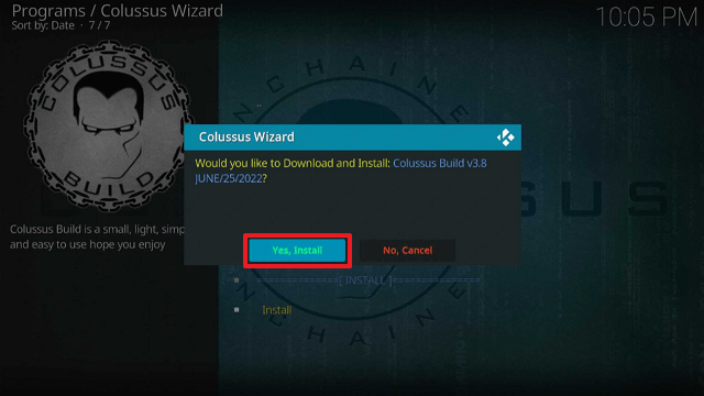 Install Colussus Kodi Build on Firestick step 20
