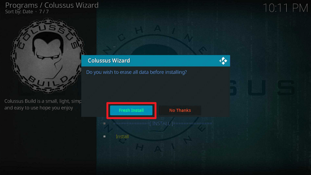 Install Colussus Kodi Build on Firestick step 22