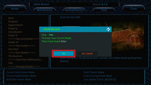 Install Elite Kodi Build on Firestick step 27