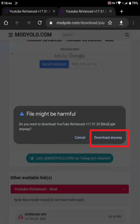 step 5 Install YouTube ReVanced on Android