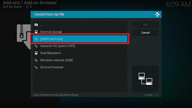 Install Ghetto Astronaut Kodi Build on Firestick step 13