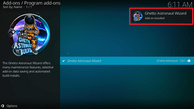 Install Ghetto Astronaut Kodi Build on Firestick step 22