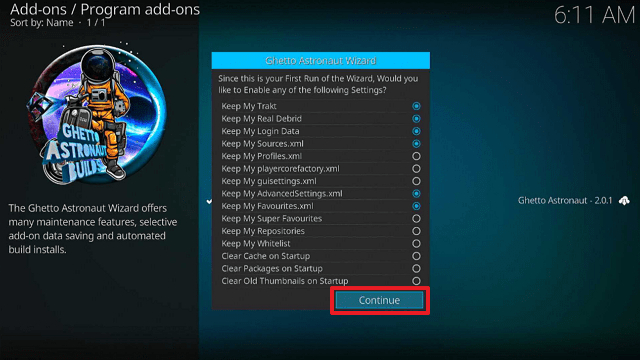 Install Ghetto Astronaut Kodi Build on Firestick step 23