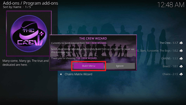 step 24 Install CrewNique Kodi Build on Firestick