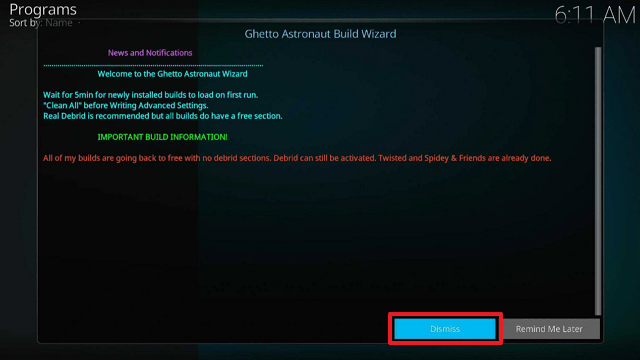 Install Ghetto Astronaut Kodi Build on Firestick step 25