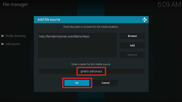 Install Ghetto Astronaut Kodi Build on Firestick step 9