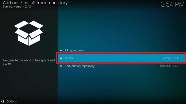 Centry Sports Kodi Addon