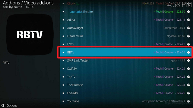 RBTv Kodi Addon