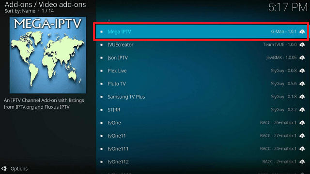 Mega IPTV Kodi Addon