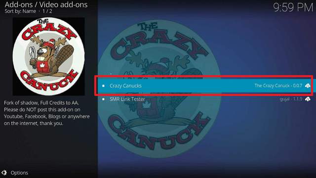 Crazy Canucks Kodi Addon