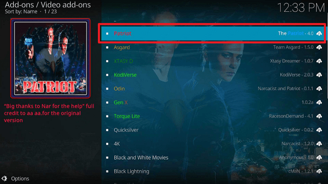 Patriot Kodi Addon