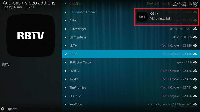 RBTv Kodi Addon