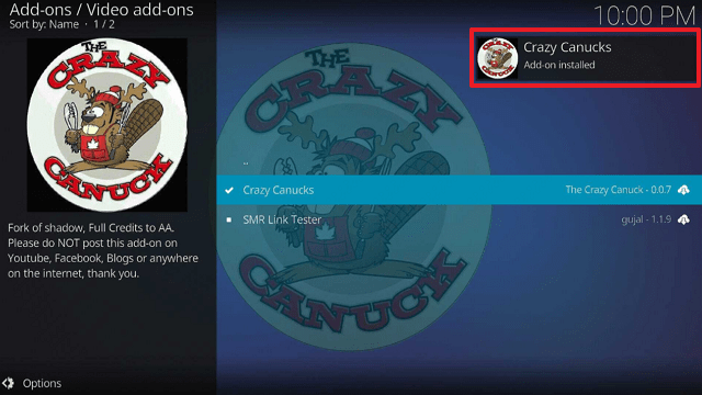 Crazy Canucks Kodi Addon