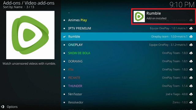 Rumble Kodi Addon