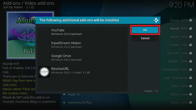 Aliunde K19 Kodi Addon