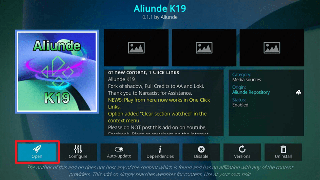Aliunde K19 Kodi Addon