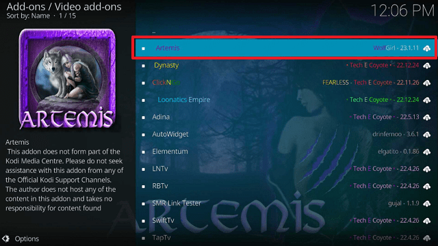 Artemis Kodi Addon