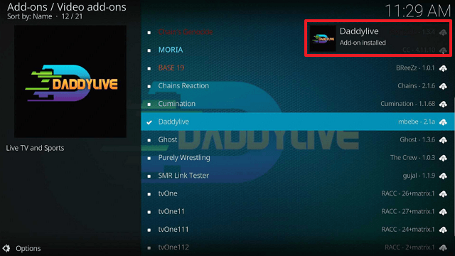 Daddylive Kodi Addon