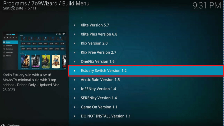 Estuary Switch Kodi Build