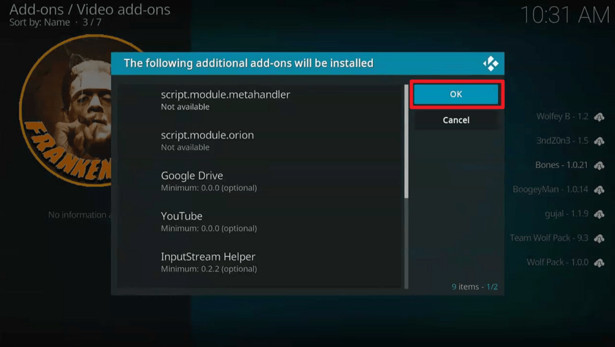 Frankenstein Kodi Addon on Firestick