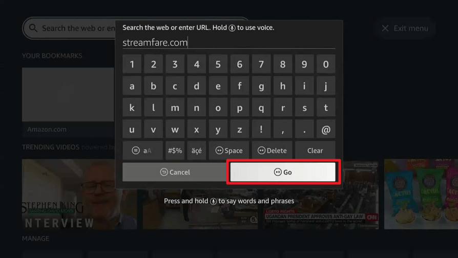 Access Streamfare on Firestick/Android TV
