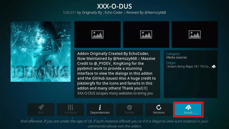 XXX-o-DUS Redux Kodi Addon on Firestick