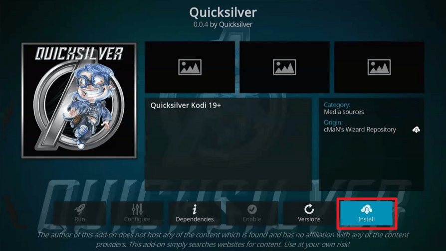 Quicksilver Kodi Addon on Firestick