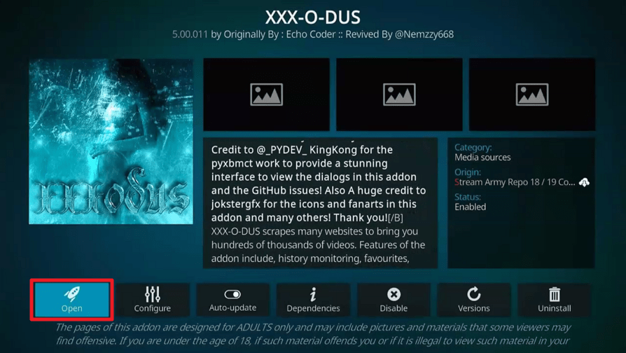 XXX-o-DUS Redux Kodi Addon on Firestick