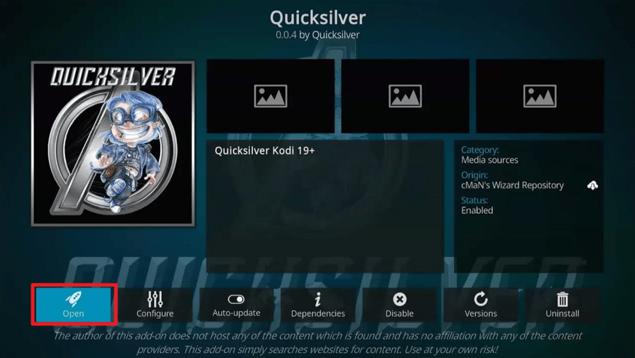 Quicksilver Kodi Addon on Firestick