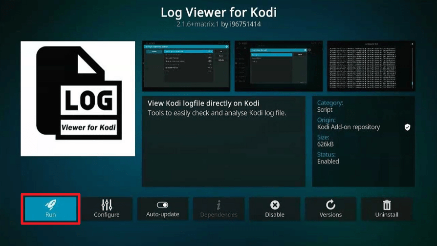 Install Log Viewer for Kodi