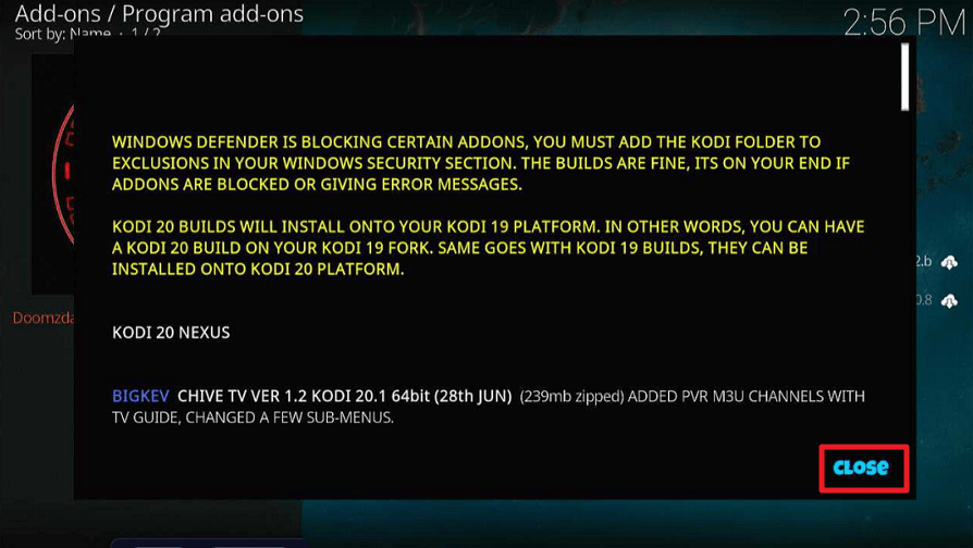 Chive TV Kodi Build