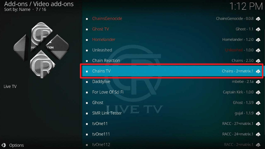 Chains TV Kodi Addon