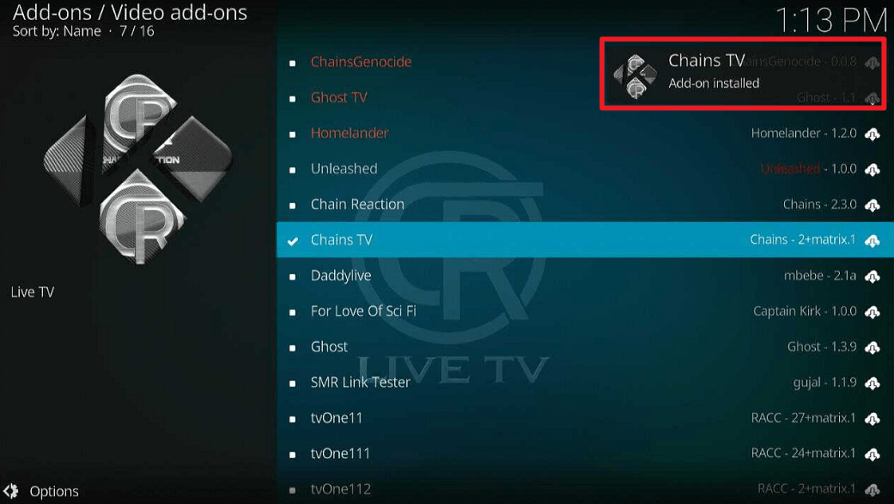 Chains TV Kodi Addon