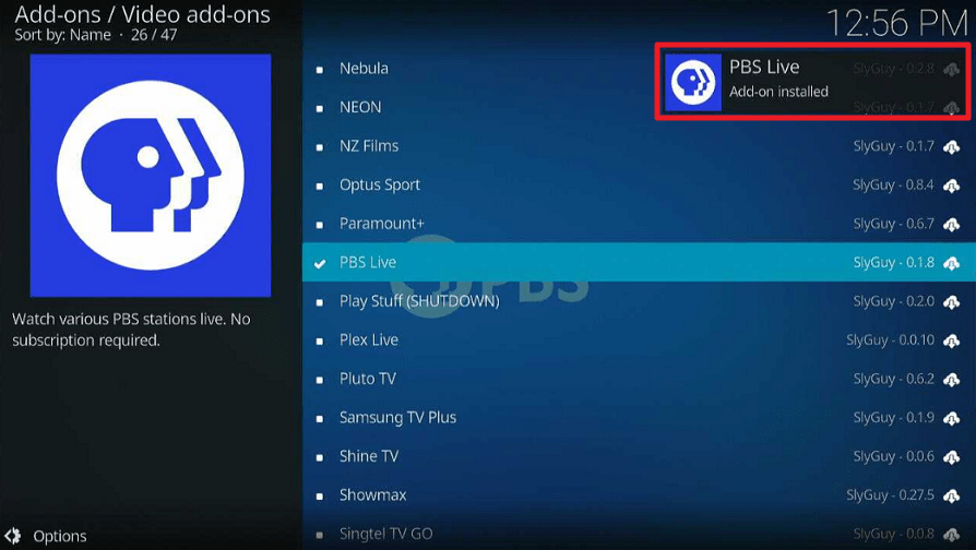 PBS Live Kodi Addon