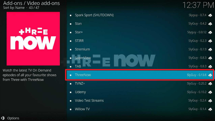 ThreeNow Kodi Addon 