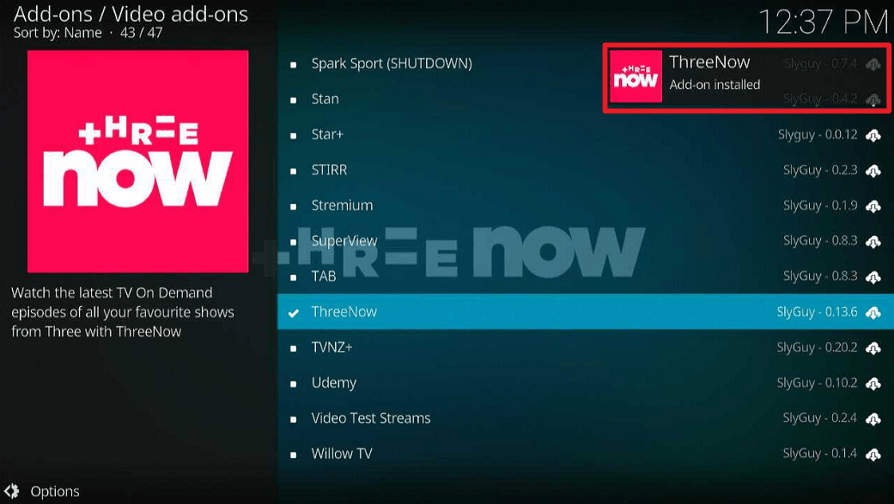 ThreeNow Kodi Addon 