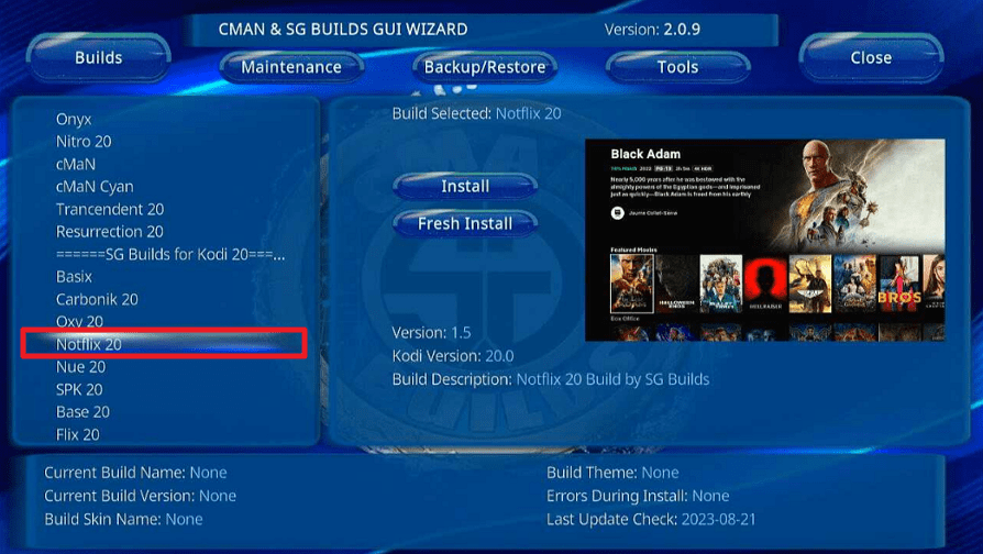 NotFlix Kodi Build on Firestick/Android