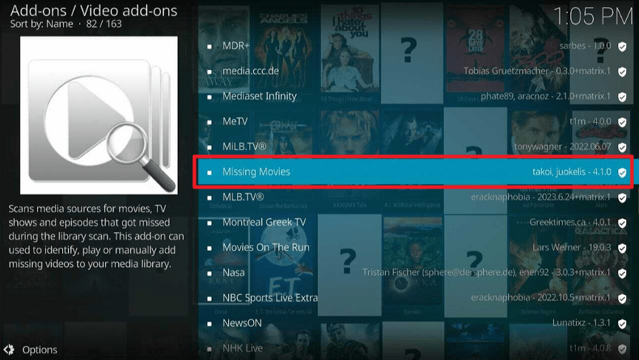 Missing Movies Kodi Addon