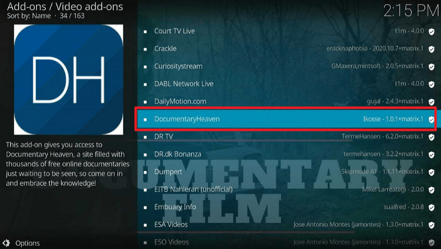 DocumentaryHeaven Kodi Addon