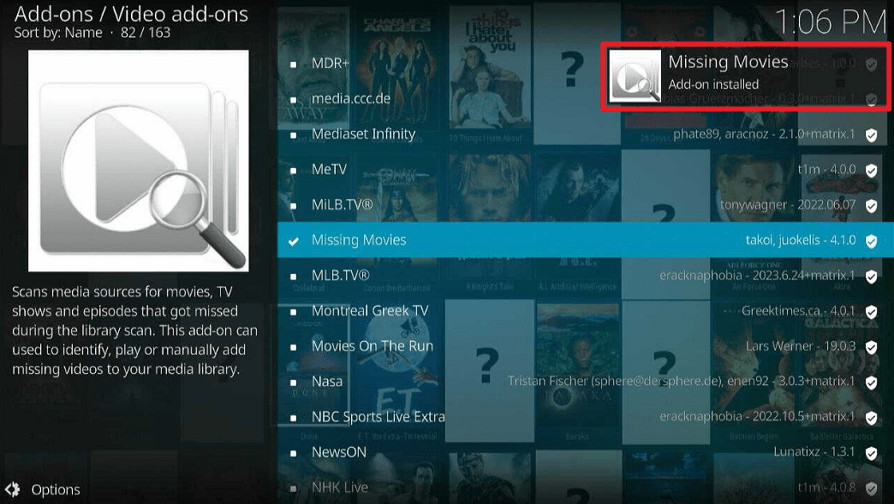 Missing Movies Kodi Addon