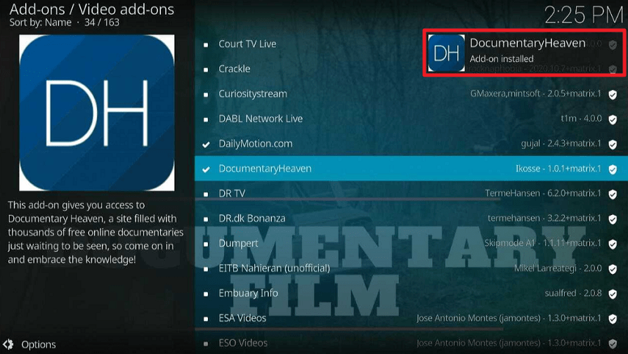 DocumentaryHeaven Kodi Addon