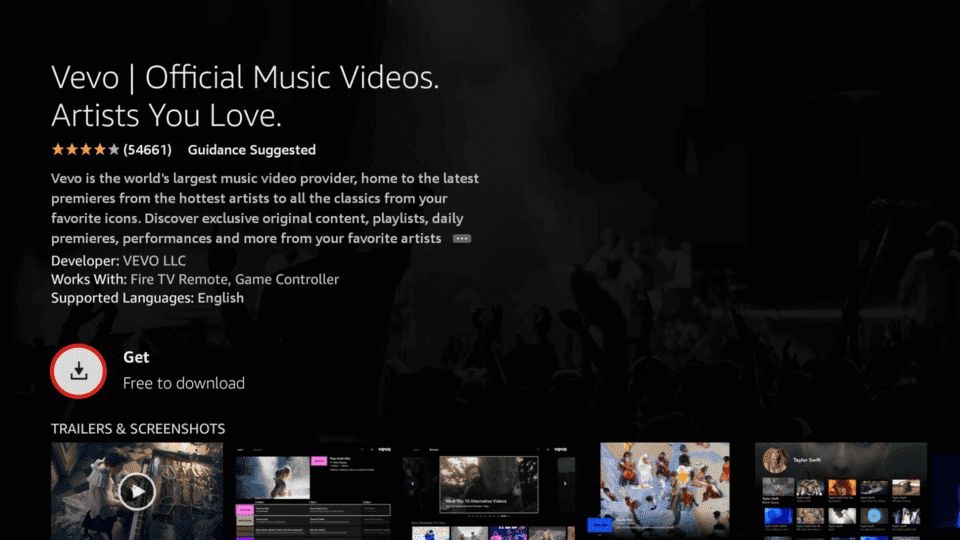 Install VEVO on Firestick