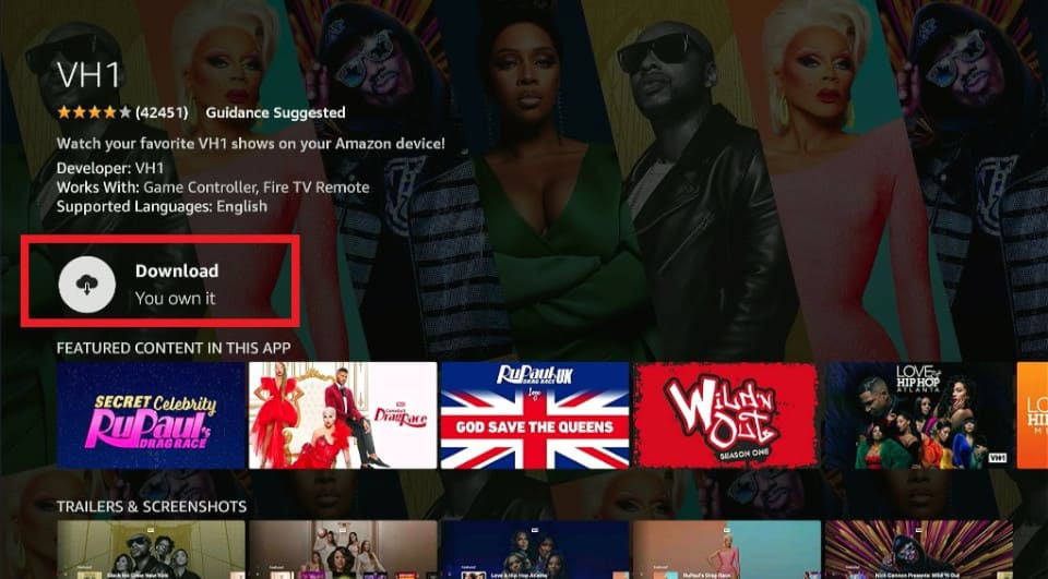Install VH1 on Firestick