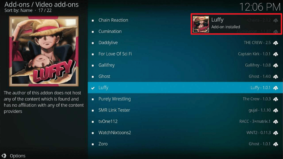 Luffy Kodi Addon