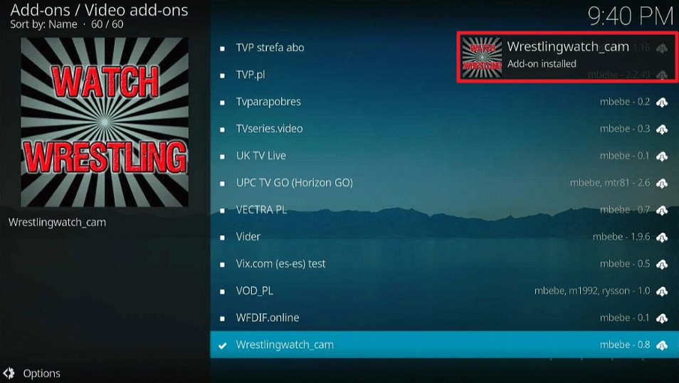 Watch Wrestling Kodi Addon