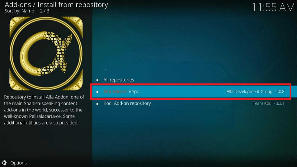 Alfa Kodi Addon