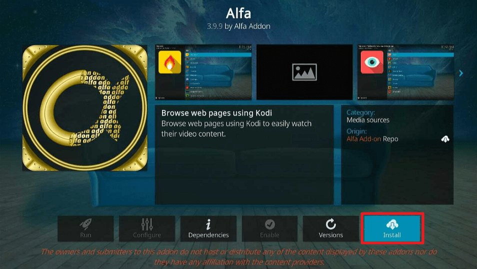 Alfa Kodi Addon