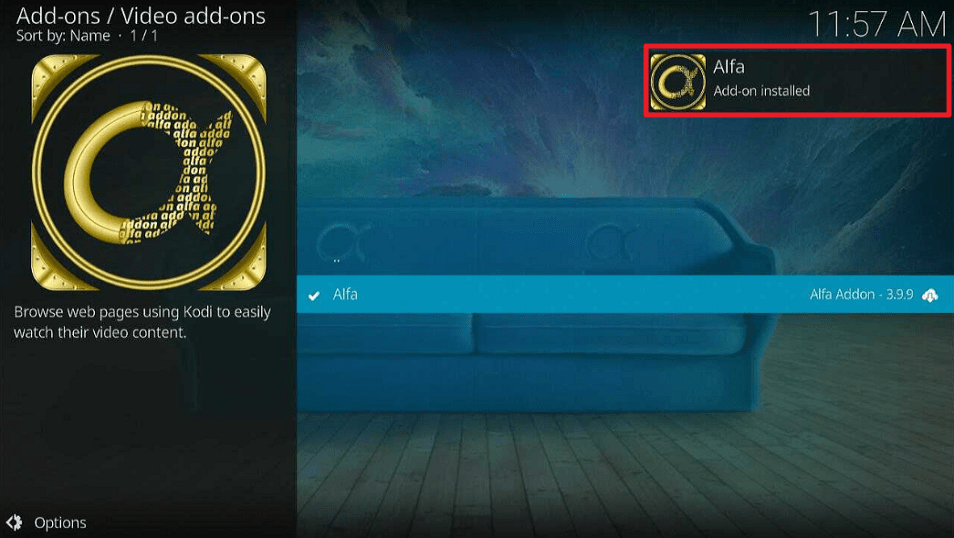 Alfa Kodi Addon