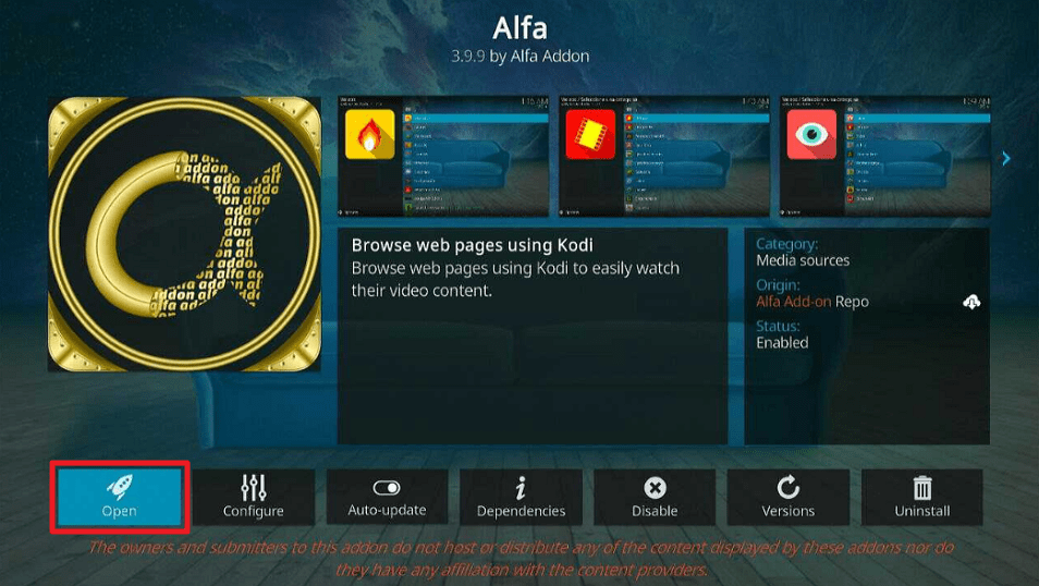 Alfa Kodi Addon